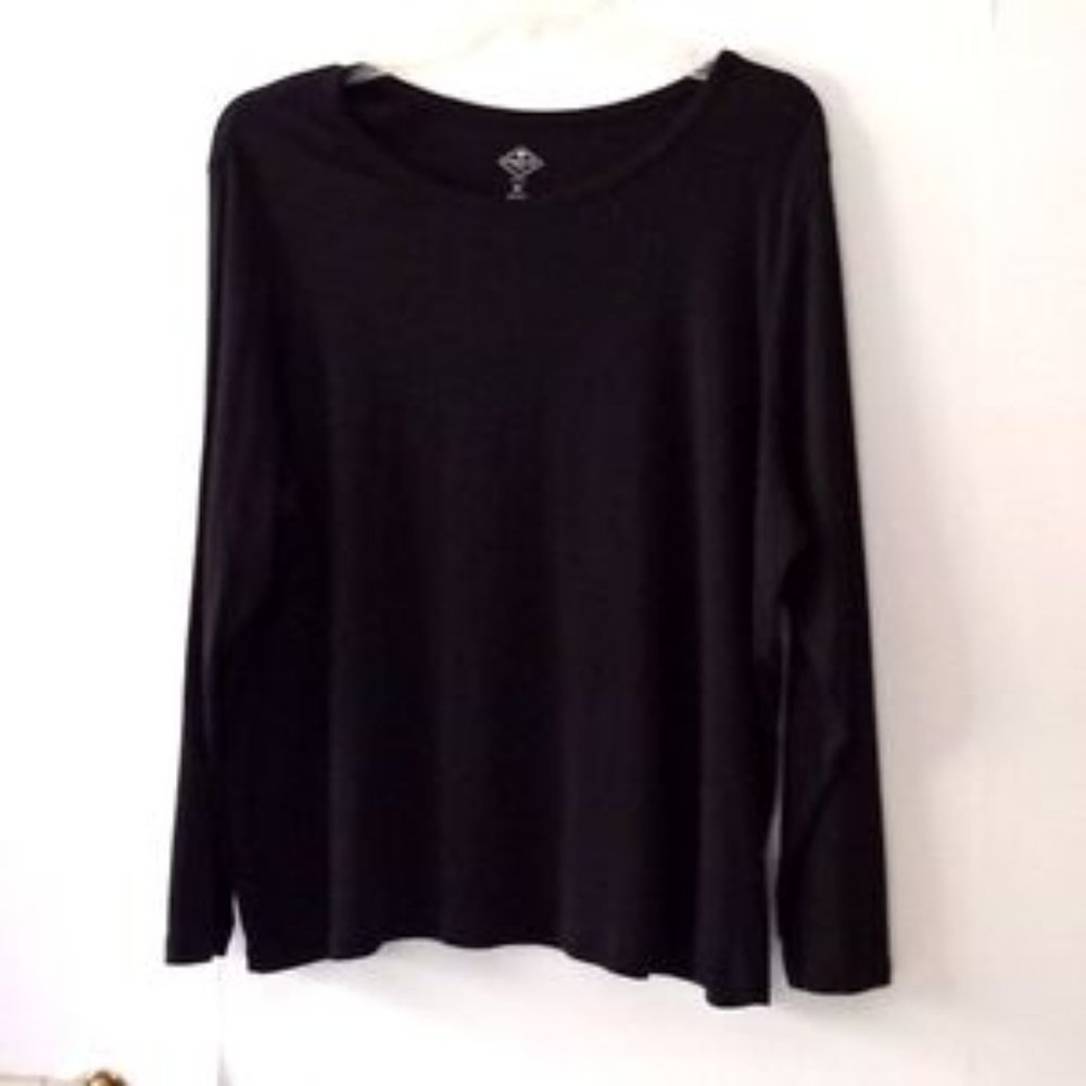St. John's Bay Women's Long Sleeve Stretch Top - Size (3X) - Black